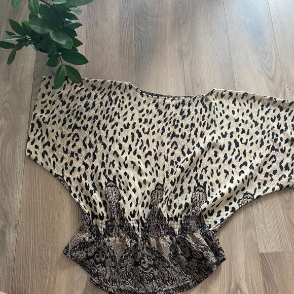 AMERICAN RAG Leopard Print Cinch-Waist Blouse - Picture 4 of 7